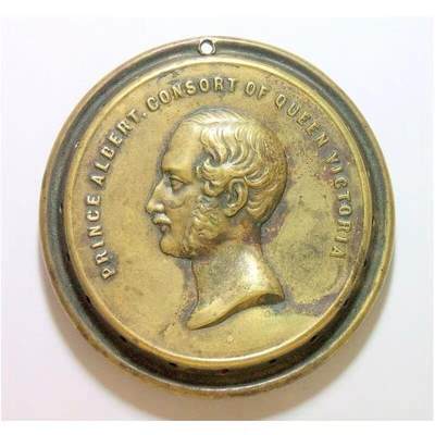 英国1862年 维多利亚女王丈夫阿尔伯特亲王 高浮雕精制大铜章 52MM 21克 - 英国1862年 维多利亚女王丈夫阿尔伯特亲王 高浮雕精制大铜章 52MM 21克
