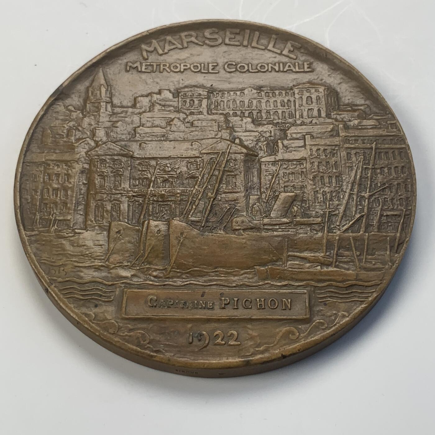 掌中浮雕-藏着的欧洲第039场 1922年法国马赛全球殖民大会实发奖章，67mm，原盒