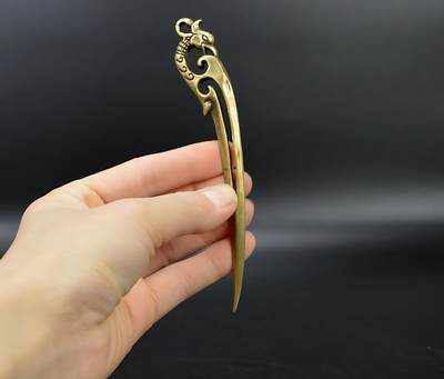 听雨轩（四十） - 复古做旧纯黄铜凤头个性发簪