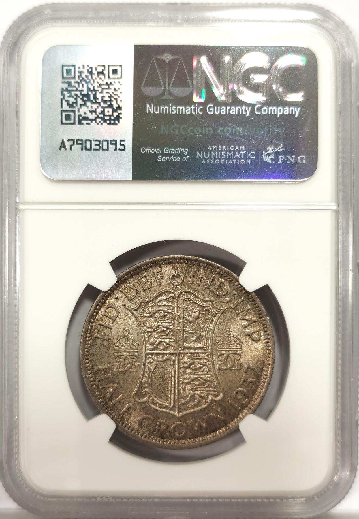 博洋堂世界钱币拍卖第144期（全场包邮） NGC MS64 英国1937年乔治六世半克朗银币