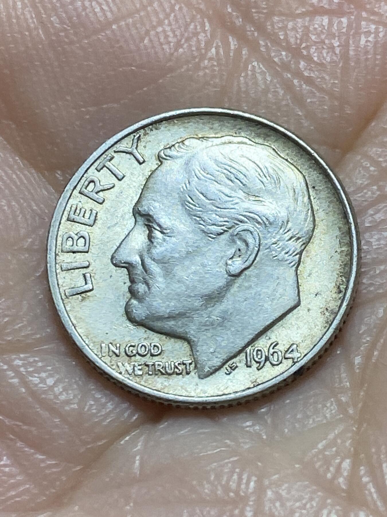 2025年第一百一十九场(总第一百四十五场）外国好品散币(免佣金) 美国🇺🇸1964年1角银币(罗斯福1角第一版关门年，900高银)