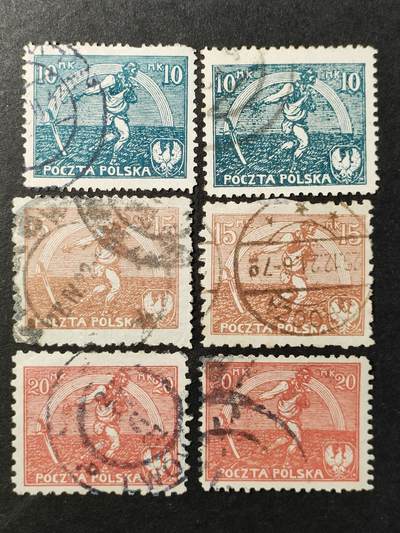 ↓君缘收藏637期☞钱币邮品↓无佣金、可寄存、满30元包邮  - 波兰邮票，1921年播种者邮票3全，有2套随机发一套