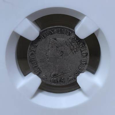 北京马甸外国币专卖第145期，外国币专场，陆续上拍，欢迎关注 意大利帕尔马大公国1815年5S0L银币，NGC评级VF35分（法占意大利帕尔马女大公拿破仑皇后5索银币