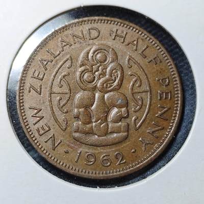 KK钱币收藏小铺  第361场  2月预留时间 周末发货 -  1962新西兰半便士铜币