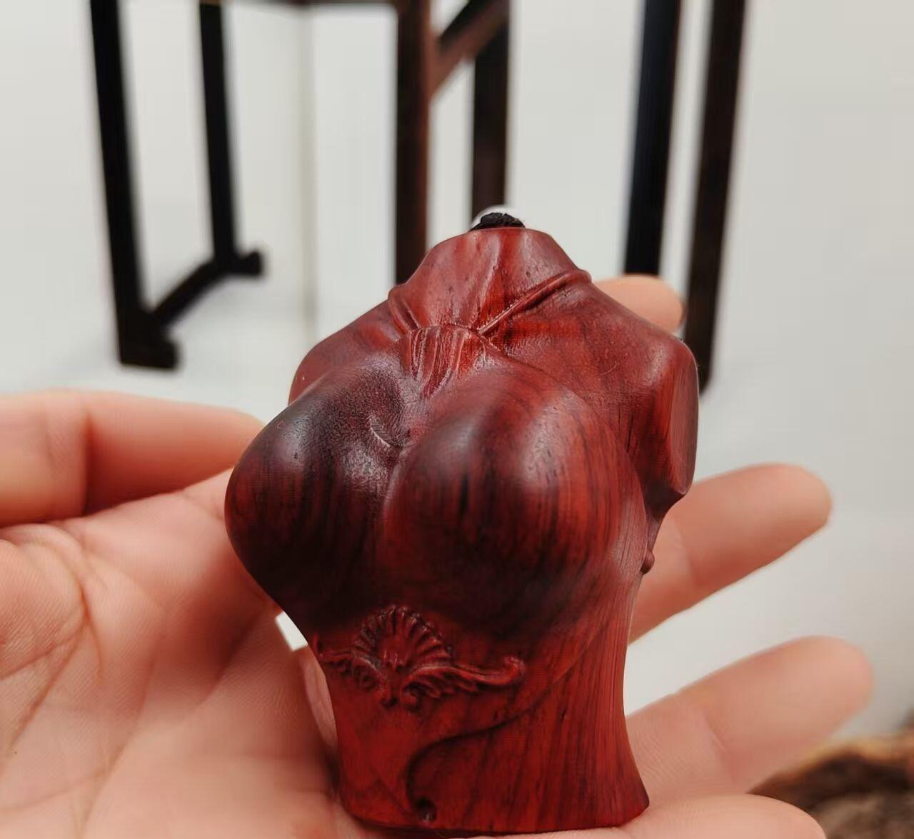 听雨轩（12） 酸枝木雕手把件 逢凶化吉 原木原色无漆实木
