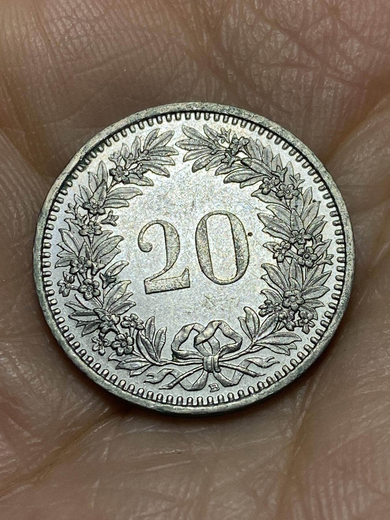 2025年第一百一十九场(总第一百四十五场）外国好品散币(免佣金) 瑞士🇨🇭1990年20分(B标伯尔尼造)