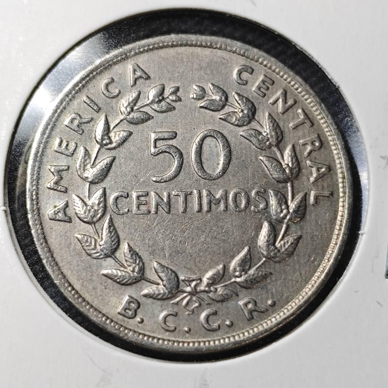 KK钱币收藏小铺  第361场  2月预留时间 周末发货  1968哥斯达黎加50分