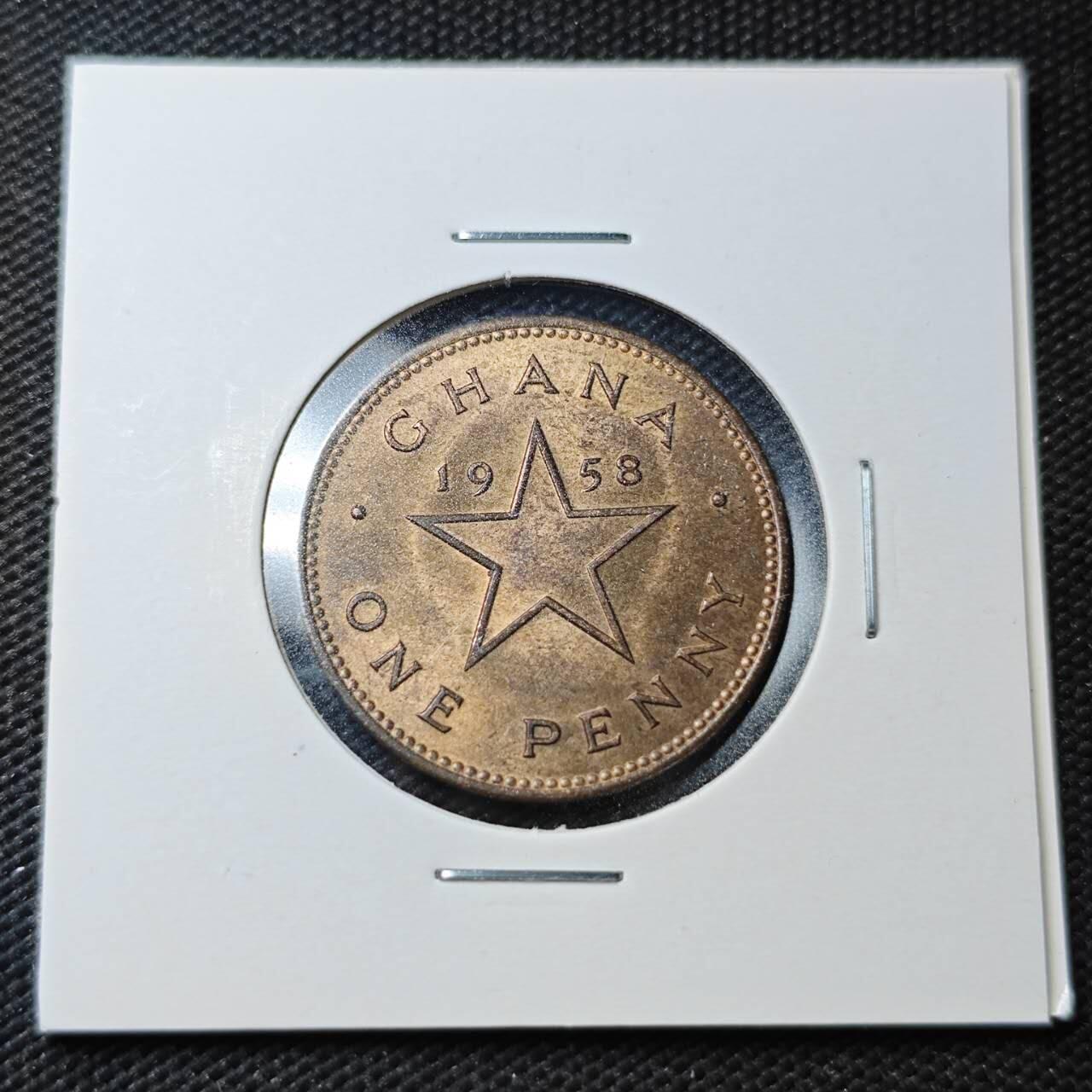 KK钱币收藏小铺  第361场  2月预留时间 周末发货  1958加纳1便士铜币