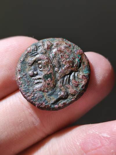 星盘世界钱币十一月五日古典币专场 - 少见！ 希腊化-克里米亚地区 潘神 铜币 背狮头 潘神一般是背狮鹫 背狮子头  重6.1g 