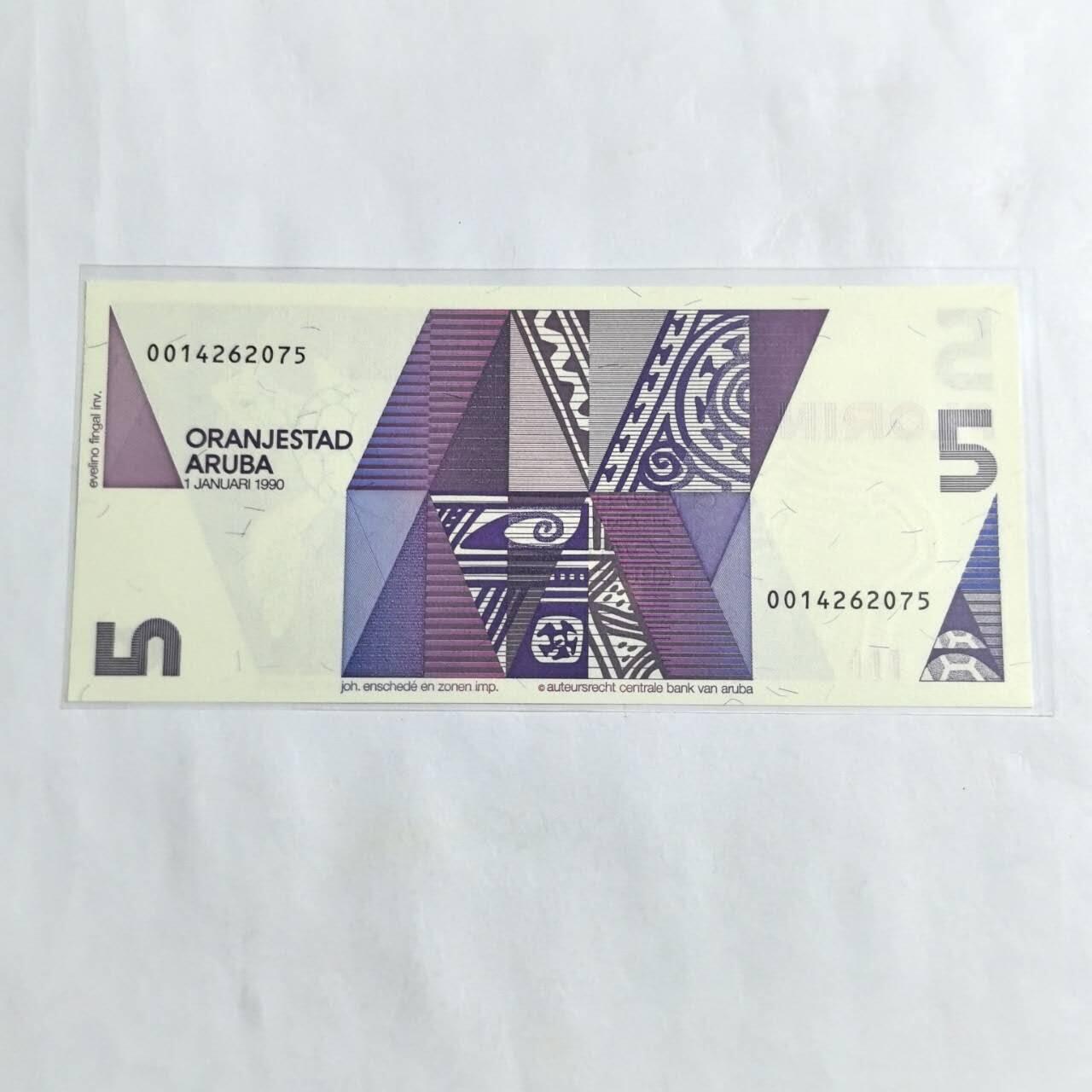 各国外币第96期 品种好大部分全新 阿鲁巴5弗罗林 1990年初版 全新