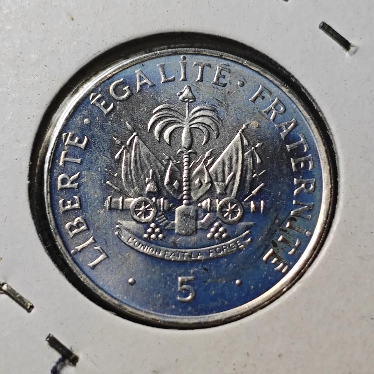 KK钱币收藏小铺  第361场  2月预留时间 周末发货  1997海地5分 好品