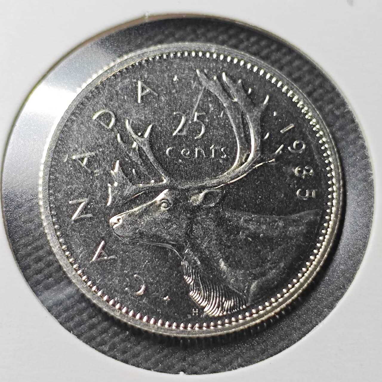 KK钱币收藏小铺  第361场  2月预留时间 周末发货 1985 加拿大25分精制币