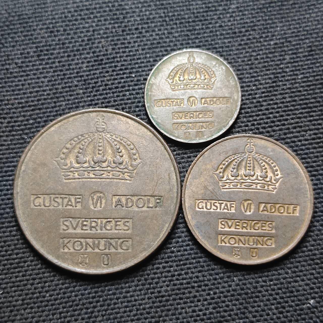 KK钱币收藏小铺  第360场  2月预留时间 周末发货  瑞典大小面值铜币一组