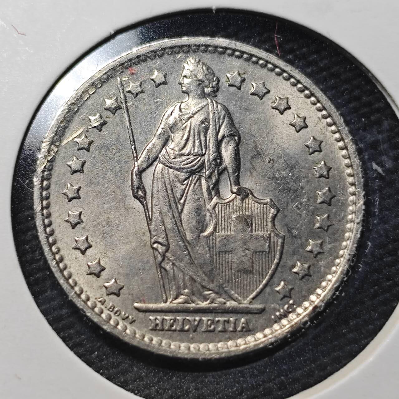 KK钱币收藏小铺  第360场  2月预留时间 周末发货  1970瑞士1法郎好品