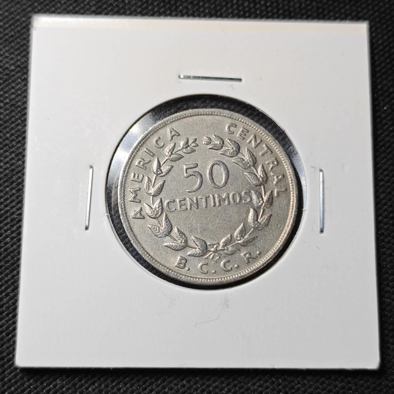 KK钱币收藏小铺  第361场  2月预留时间 周末发货  1968哥斯达黎加50分