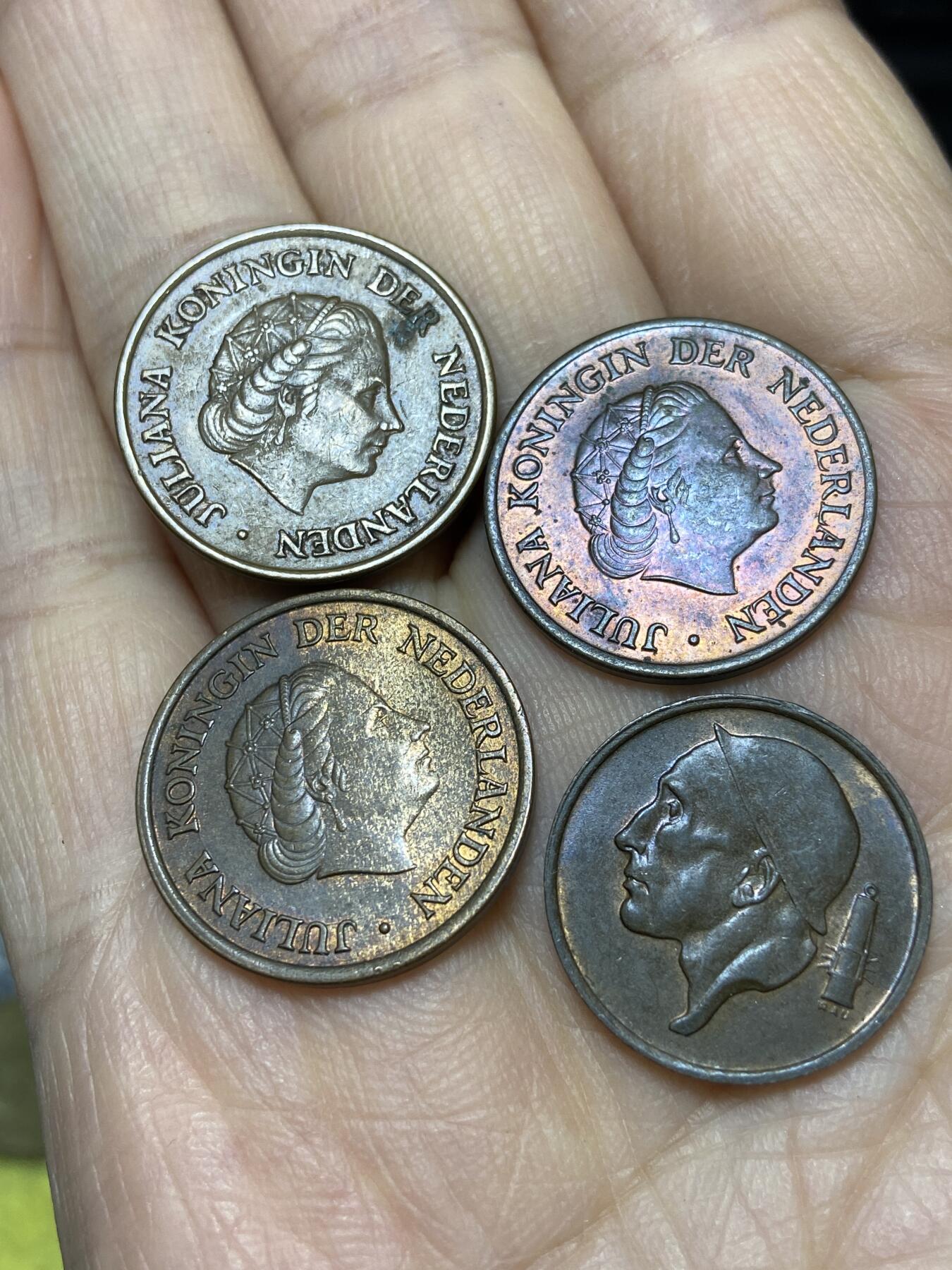 2025年第一百一十九场(总第一百四十五场）外国好品散币(免佣金) 散币4枚：荷兰🇳🇱1950年1964年1973年5分，比利时🇧🇪1957年50分