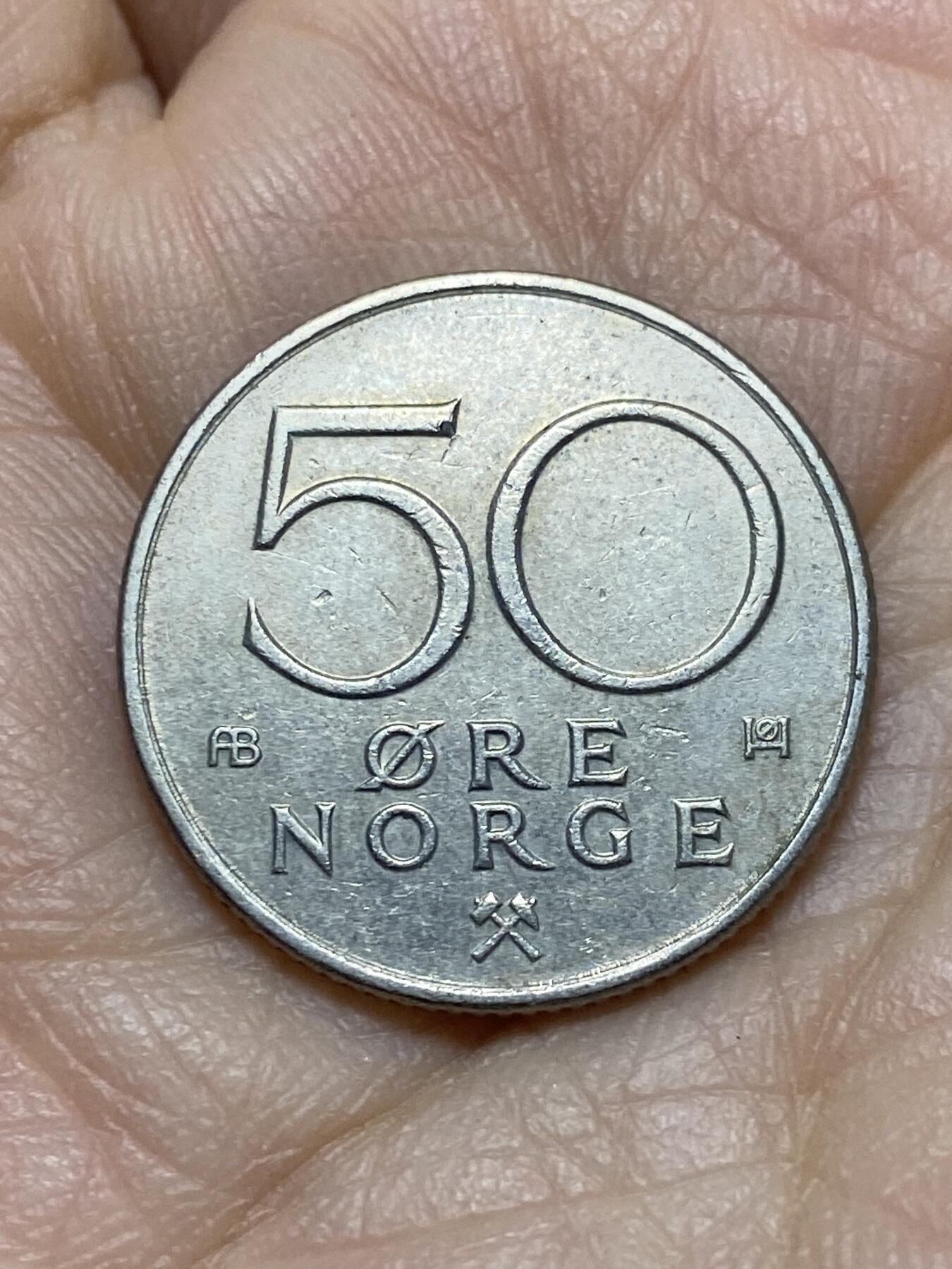 2025年第一百一十九场(总第一百四十五场）外国好品散币(免佣金) 挪威🇳🇴1977年50欧尔(奥拉夫五世时期，AB标)