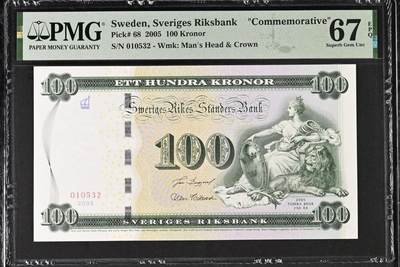 大中华拍卖第800期 - 瑞典印刷厂250周年纪念钞05100亚军分 010532