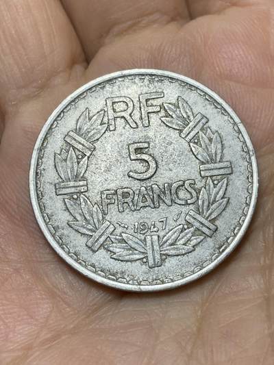 2025年第一百一十九场(总第一百四十五场）外国好品散币(免佣金) - 法兰西第三共和国1947年5法郎(Open 9–开口9版)