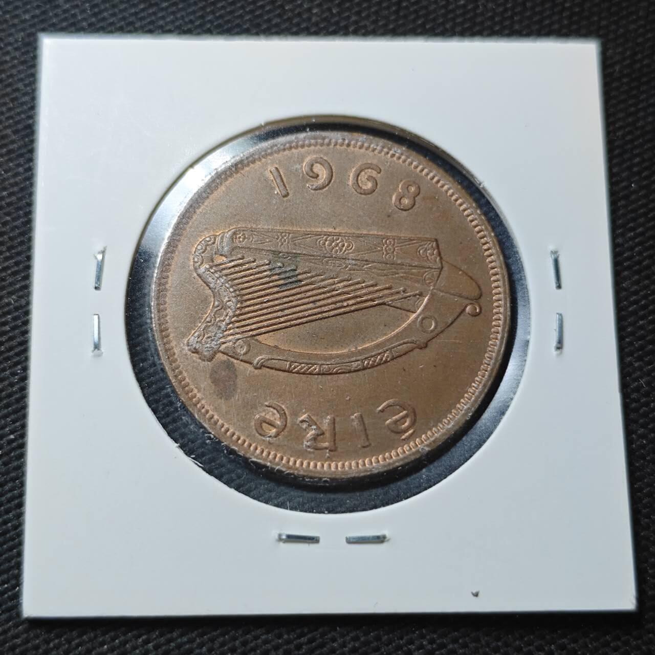 KK钱币收藏小铺  第360场  2月预留时间 周末发货  1968爱尔兰1便士铜币