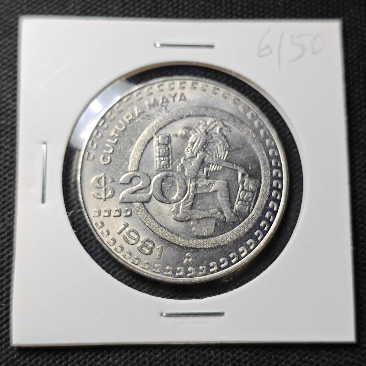 KK钱币收藏小铺  第361场  2月预留时间 周末发货  1981墨西哥20比索 好品