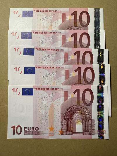 【礼羽收藏】🌏世界钱币拍卖第109期 - 02年版 德国10欧 5张一起 全新unc