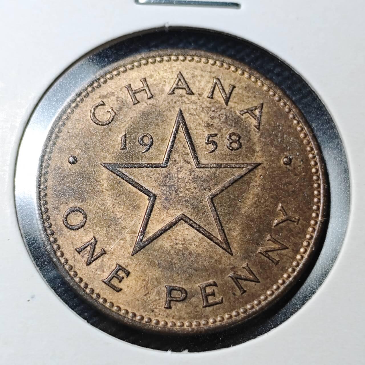 KK钱币收藏小铺  第361场  2月预留时间 周末发货  1958加纳1便士铜币