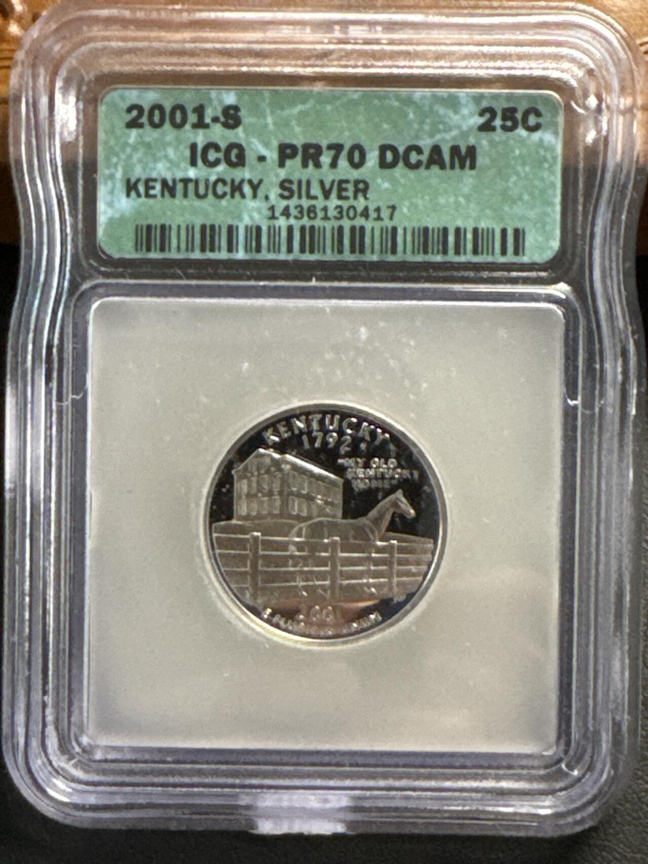 ❤️【币观天下】❤️ 第329期钱币拍卖- 2025.10.31周五晚上6点半场-长期征集拍品 2001年美国“蓝草之州”肯塔基州“故乡的路”银币ICG PR70