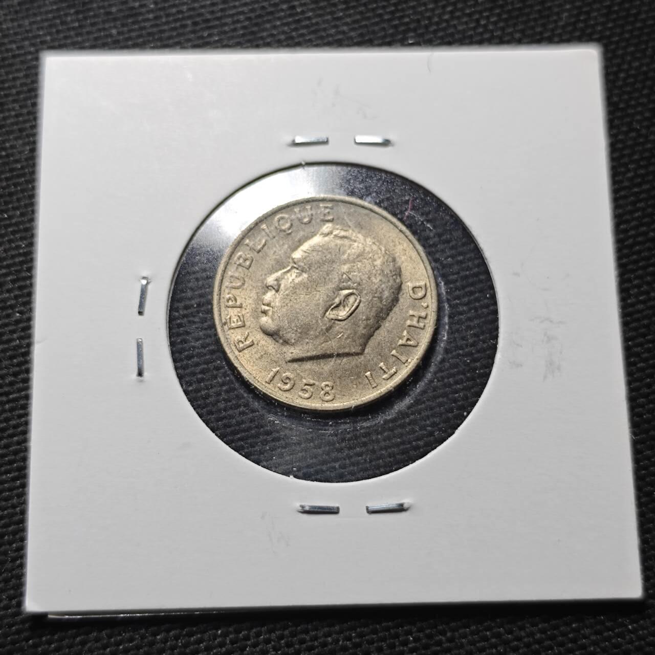 KK钱币收藏小铺  第360场  2月预留时间 周末发货 1958 海地5分好品