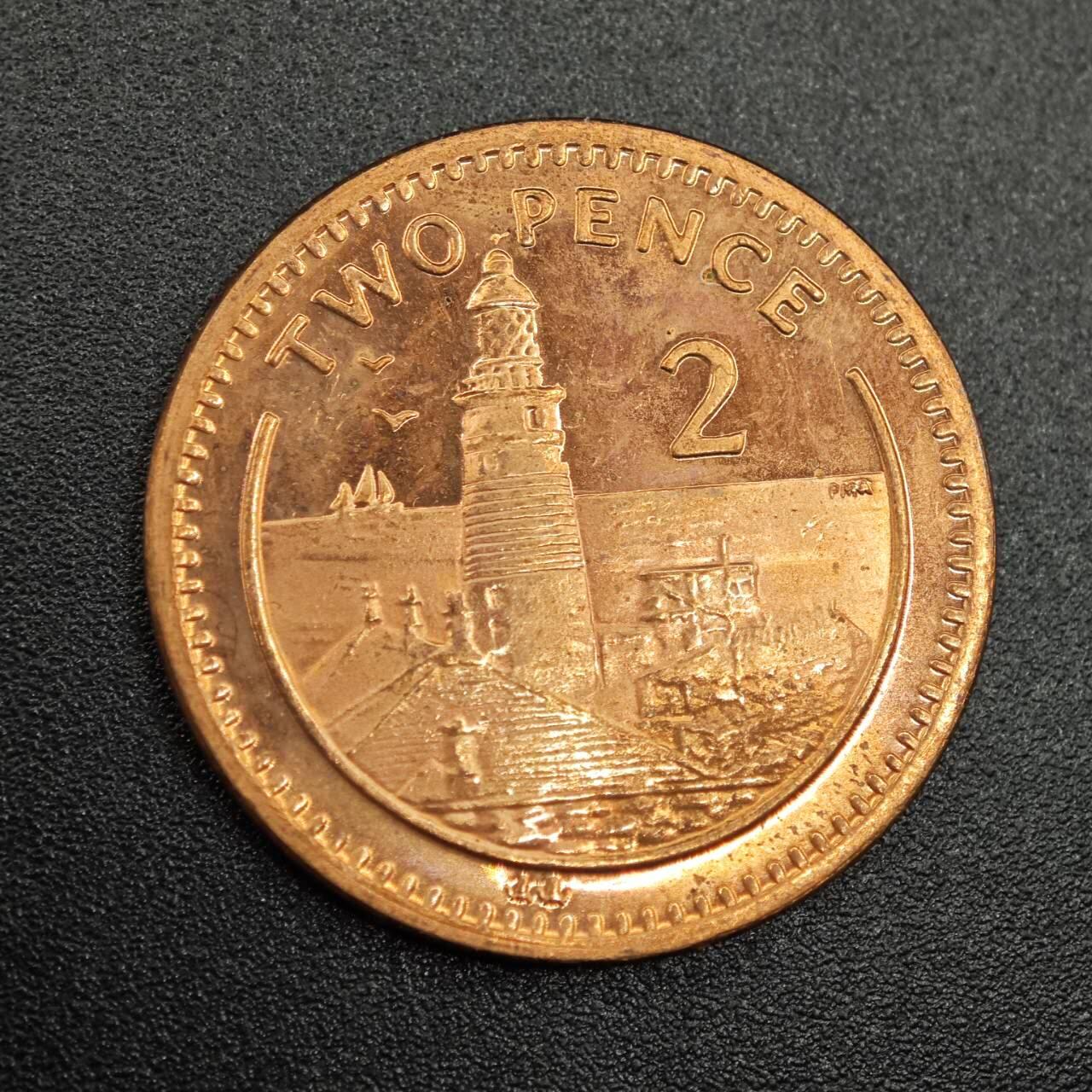 【淘币小摊】实时拍第七百七十九拍   散币场   满百包邮可预留二周 每周一统一发货   直布罗陀2000年2便士铜币