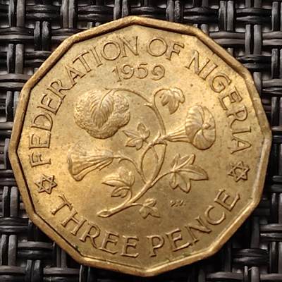 布加迪🐬～世界钱币(上海)🌾第 255 期 /  各国套币和散币 - 英属尼日利亚 1959年 3便士