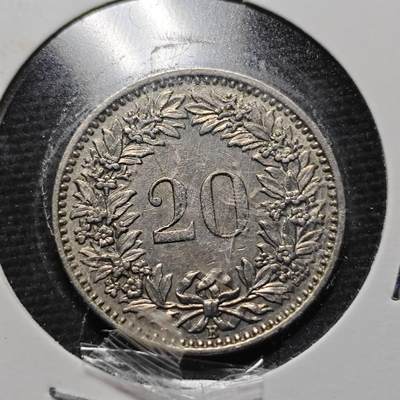 KK钱币收藏小铺  第360场  2月预留时间 周末发货 - 1956 瑞士20分