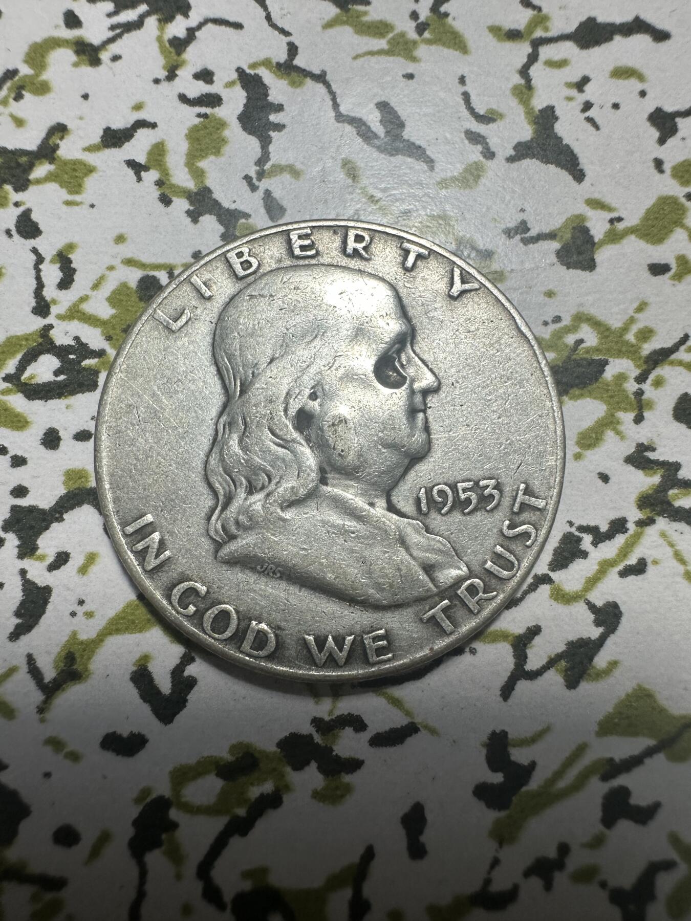 外国钱币，章 美国富兰克林半元银币，12.4g，0.9成银