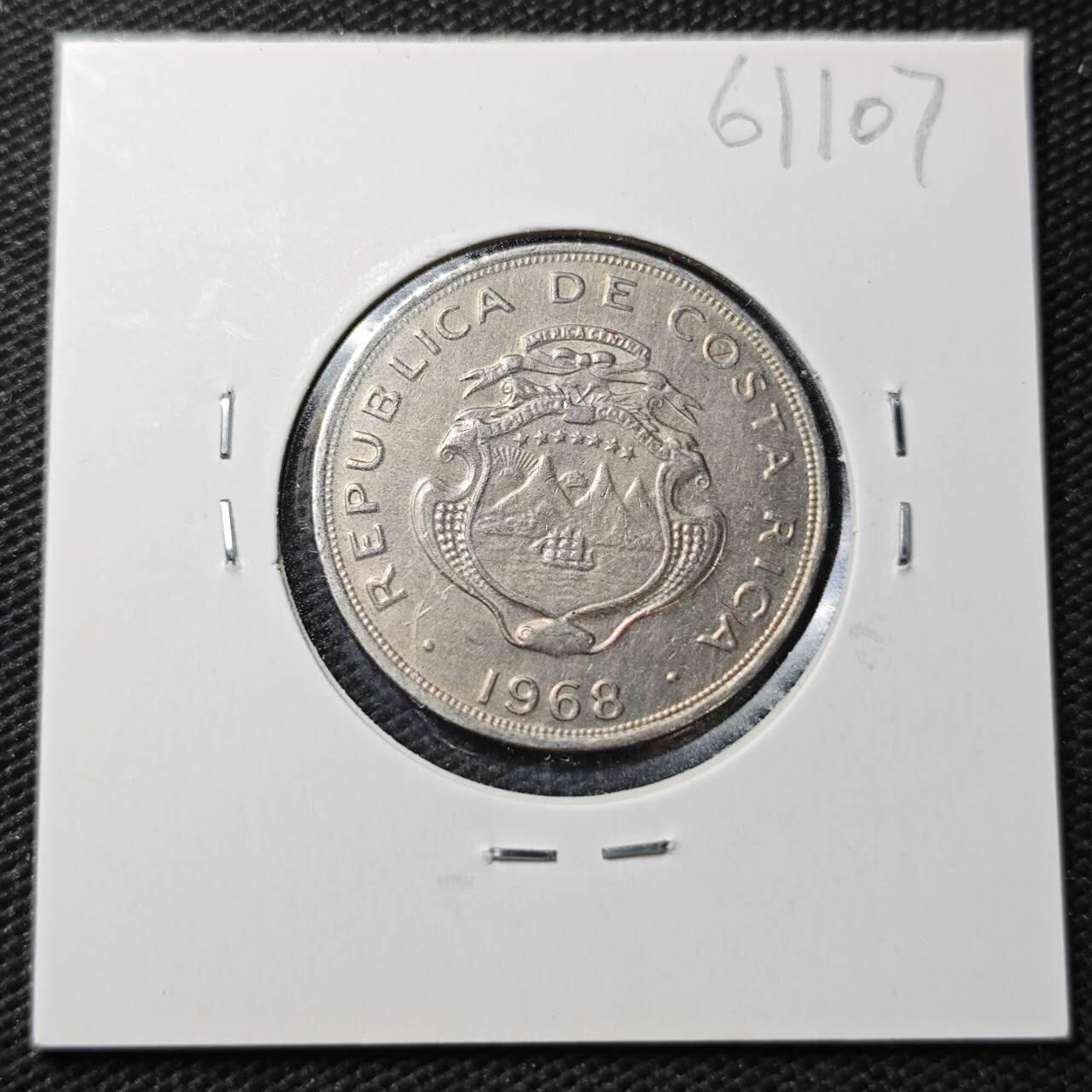 KK钱币收藏小铺  第361场  2月预留时间 周末发货  1968哥斯达黎加50分