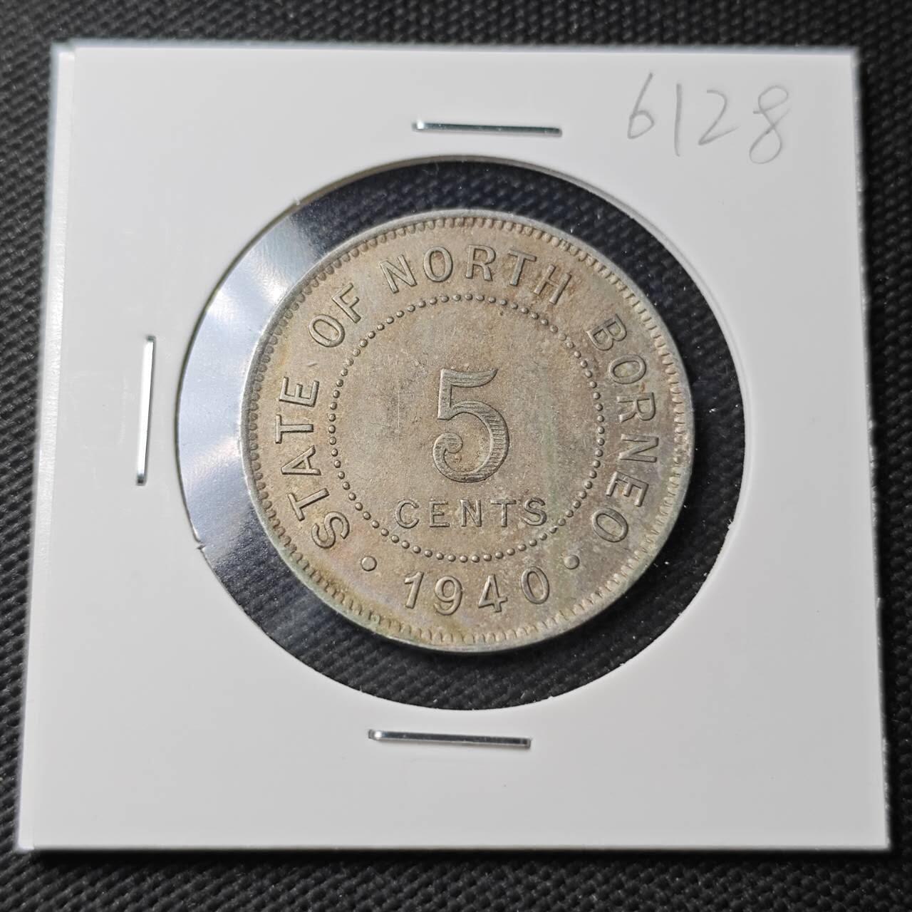 KK钱币收藏小铺  第361场  2月预留时间 周末发货  1940英属北婆罗洲5分镍币 深打状态 底板干净