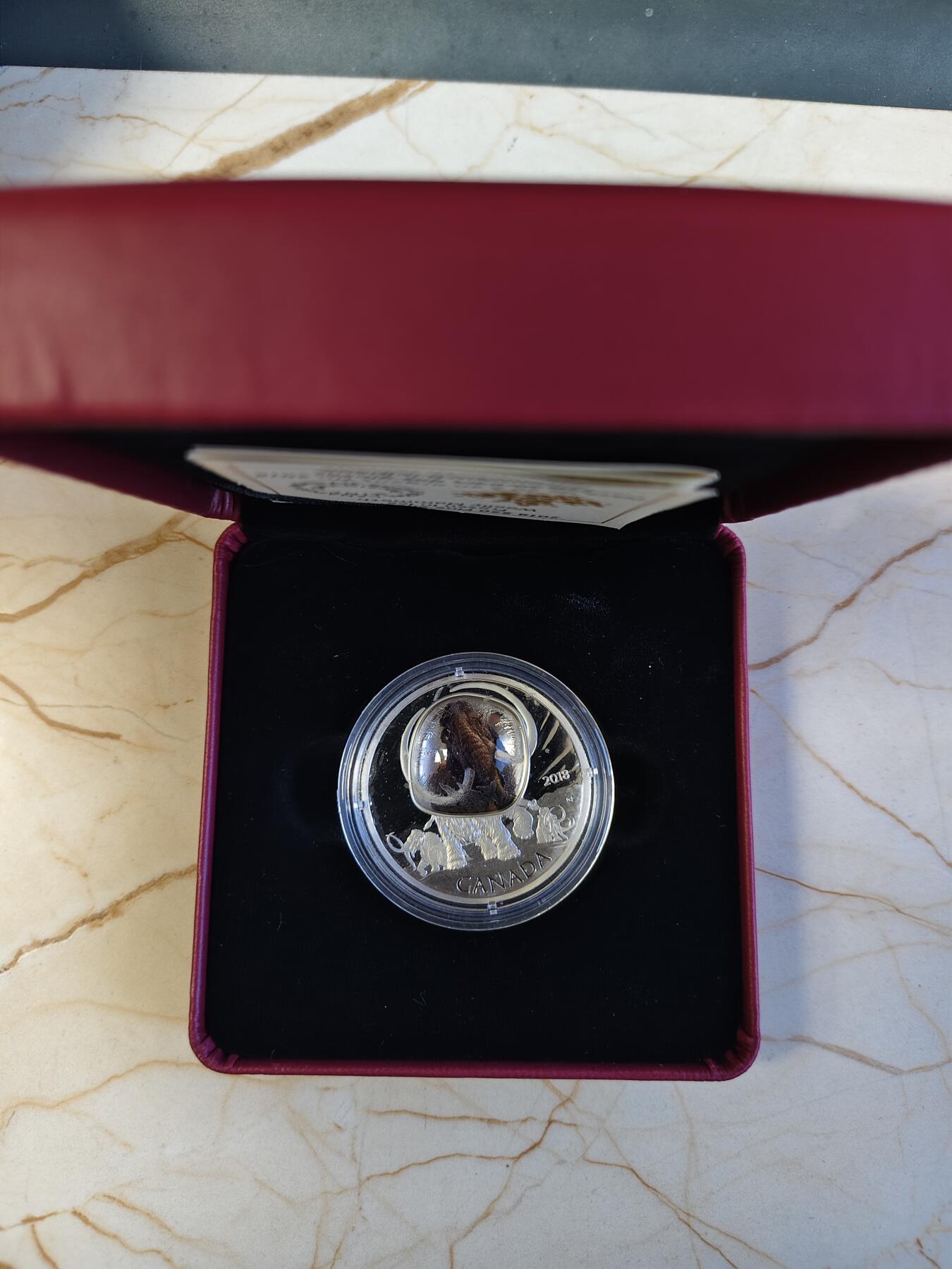 第180期拍卖【长期征集拍品】【北京币展专场】 加拿大2018年冰河世纪系列1长毛猛犸困冰技术银币，9999银，发行5000枚