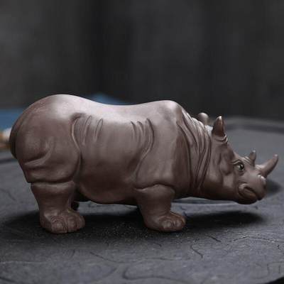 听雨轩（12） - 紫砂茶宠摆件 犀牛