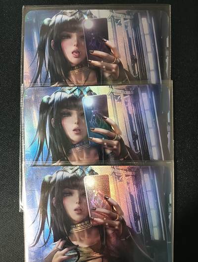 花开卡拍第45期（11月2号周日截拍，品控勿拍!!!拍品不寄存，运费5元，自制卡难免瑕疵，可能存在轻微撞角爆边等出厂瑕疵，品控介意勿拍！） - ACG美女三渐变 彩闪