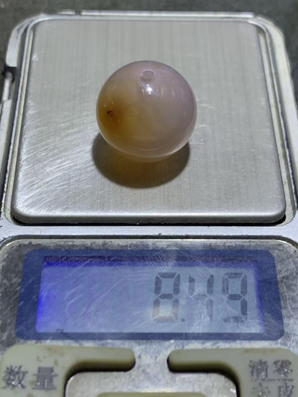 精美冻料高玉化战国红玛瑙圆珠一颗！