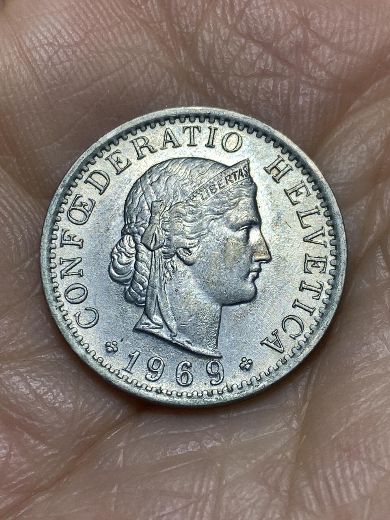 2025年第一百一十九场(总第一百四十五场）外国好品散币(免佣金) 瑞士🇨🇭1969年20分(B标伯尔尼造)