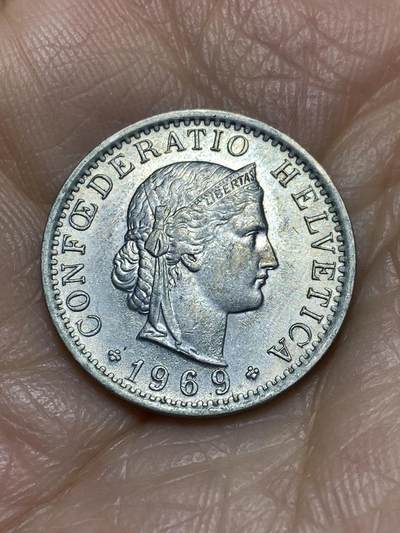 2025年第一百一十九场(总第一百四十五场）外国好品散币(免佣金) - 瑞士🇨🇭1969年20分(B标伯尔尼造)