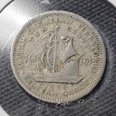 KK钱币收藏小铺  第360场  2月预留时间 周末发货 -  1956英属加勒比10分