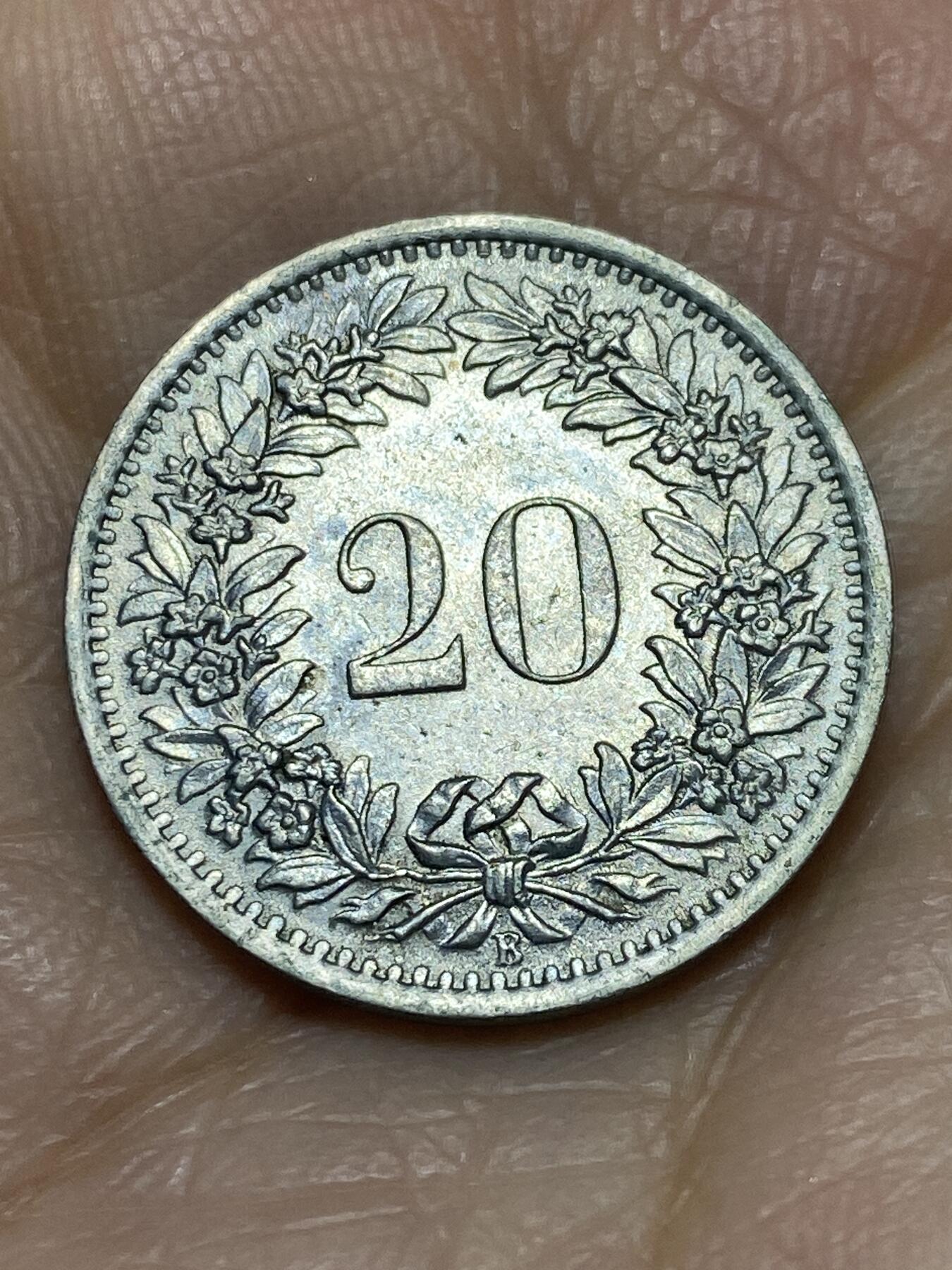 2025年第一百一十九场(总第一百四十五场）外国好品散币(免佣金) 瑞士🇨🇭1969年20分(B标伯尔尼造)