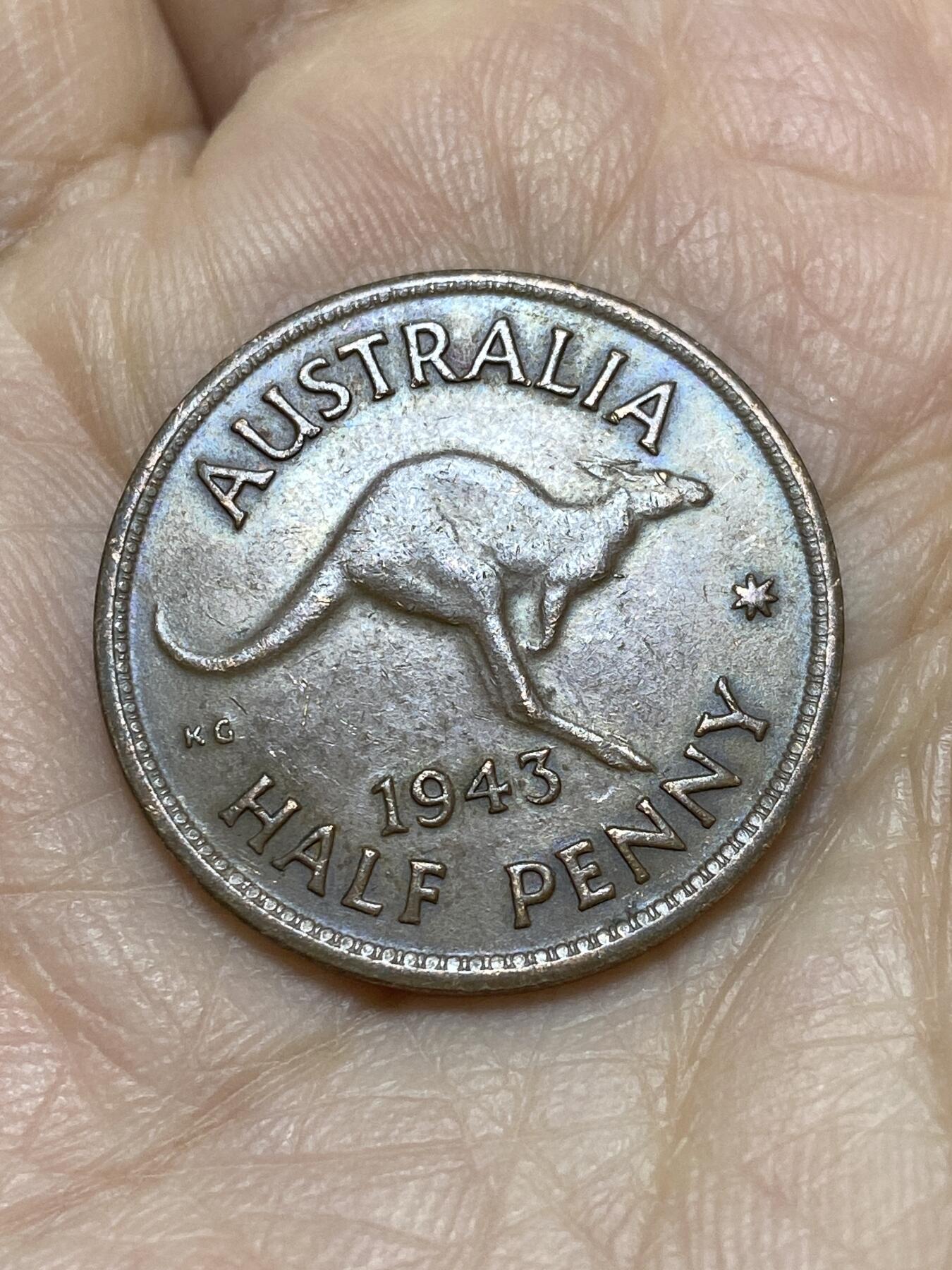2025年第一百一十九场(总第一百四十五场）外国好品散币(免佣金) 澳大利亚🇦🇺1943年半便士(乔治六世第二版)