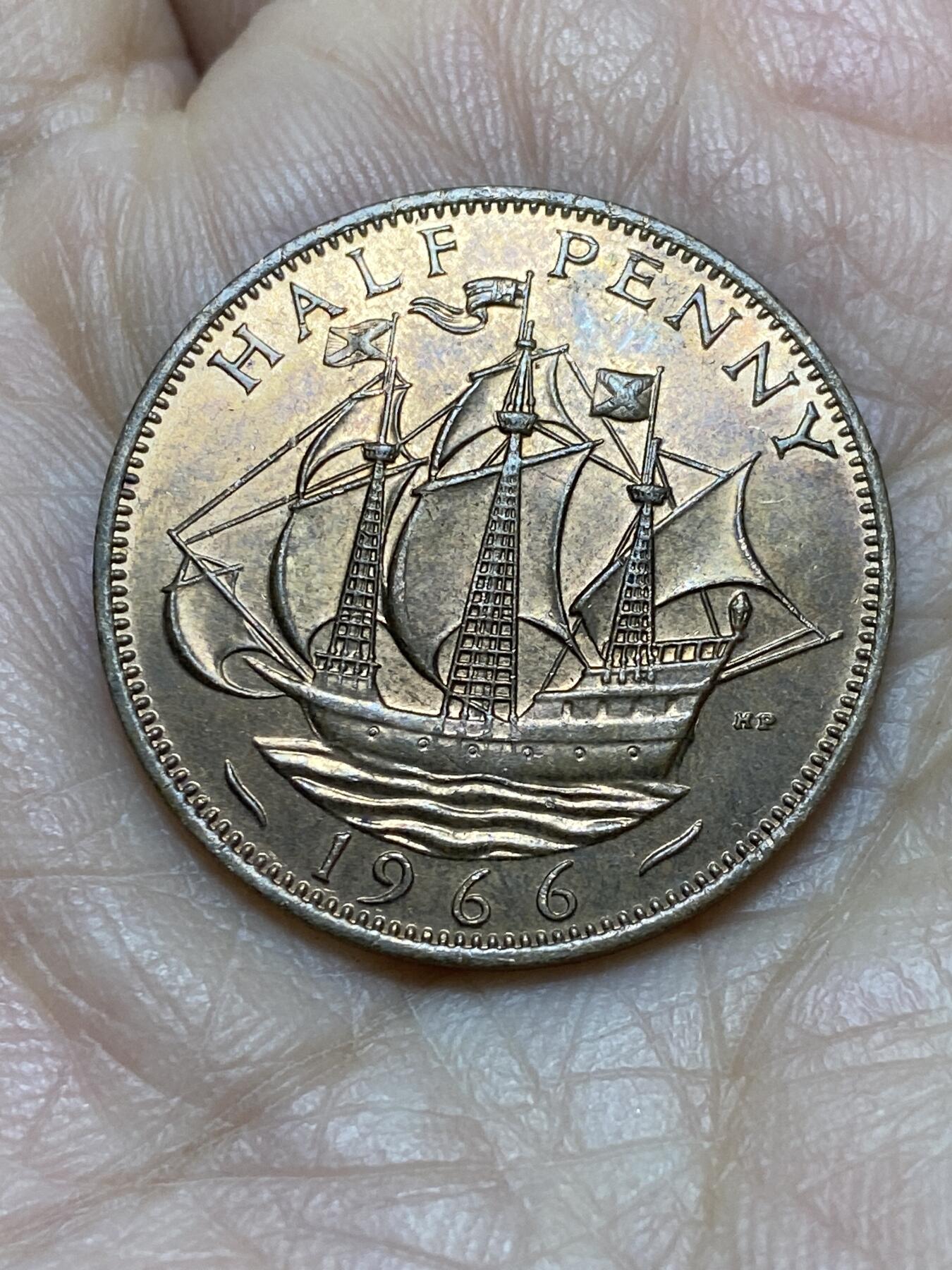 2025年第一百一十九场(总第一百四十五场）外国好品散币(免佣金) 英国🇬🇧1966年半便士(伊丽莎白二世青年桂冠第二版)