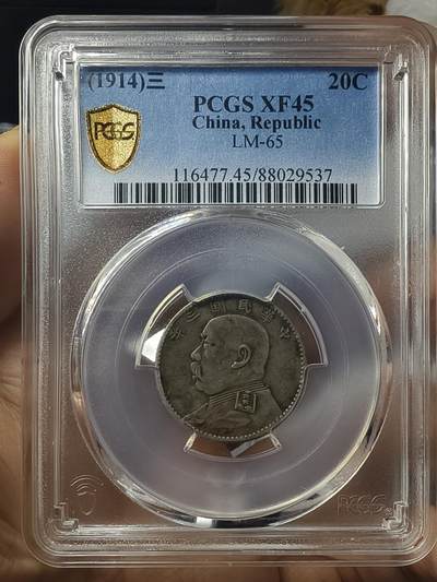 老银元专场（本场有部分趣味币和版别币） - 福建版大头二角，pc评级45分