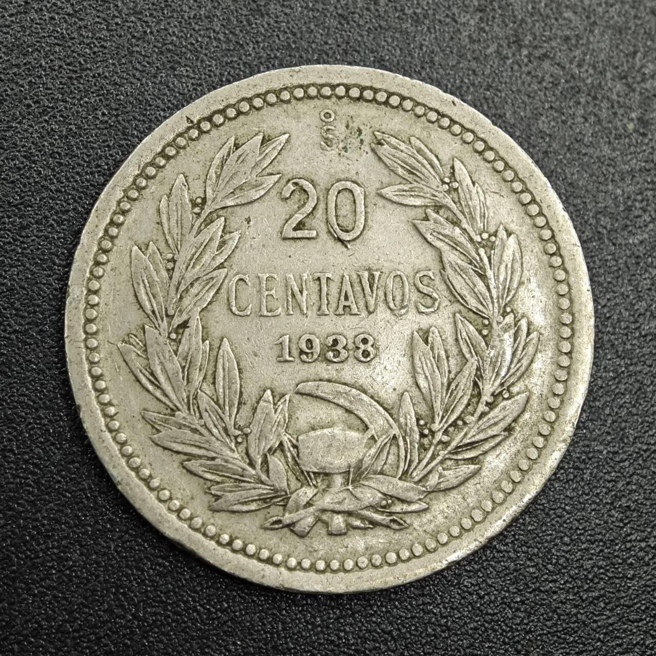 【淘币小摊】实时拍第七百七十九拍   散币场   满百包邮可预留二周 每周一统一发货   智利1938年20分镍币