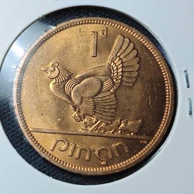 KK钱币收藏小铺  第361场  2月预留时间 周末发货 -  1968爱尔兰1便士 母鸡铜币