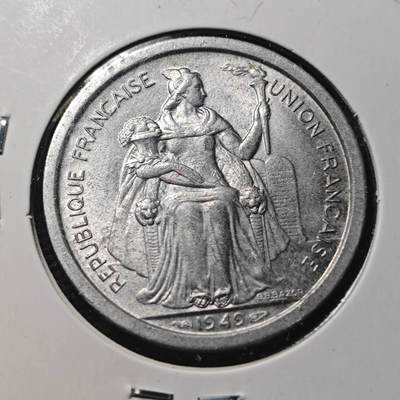 KK钱币收藏小铺  第360场  2月预留时间 周末发货 -  1949法属新喀里多尼亚2法郎