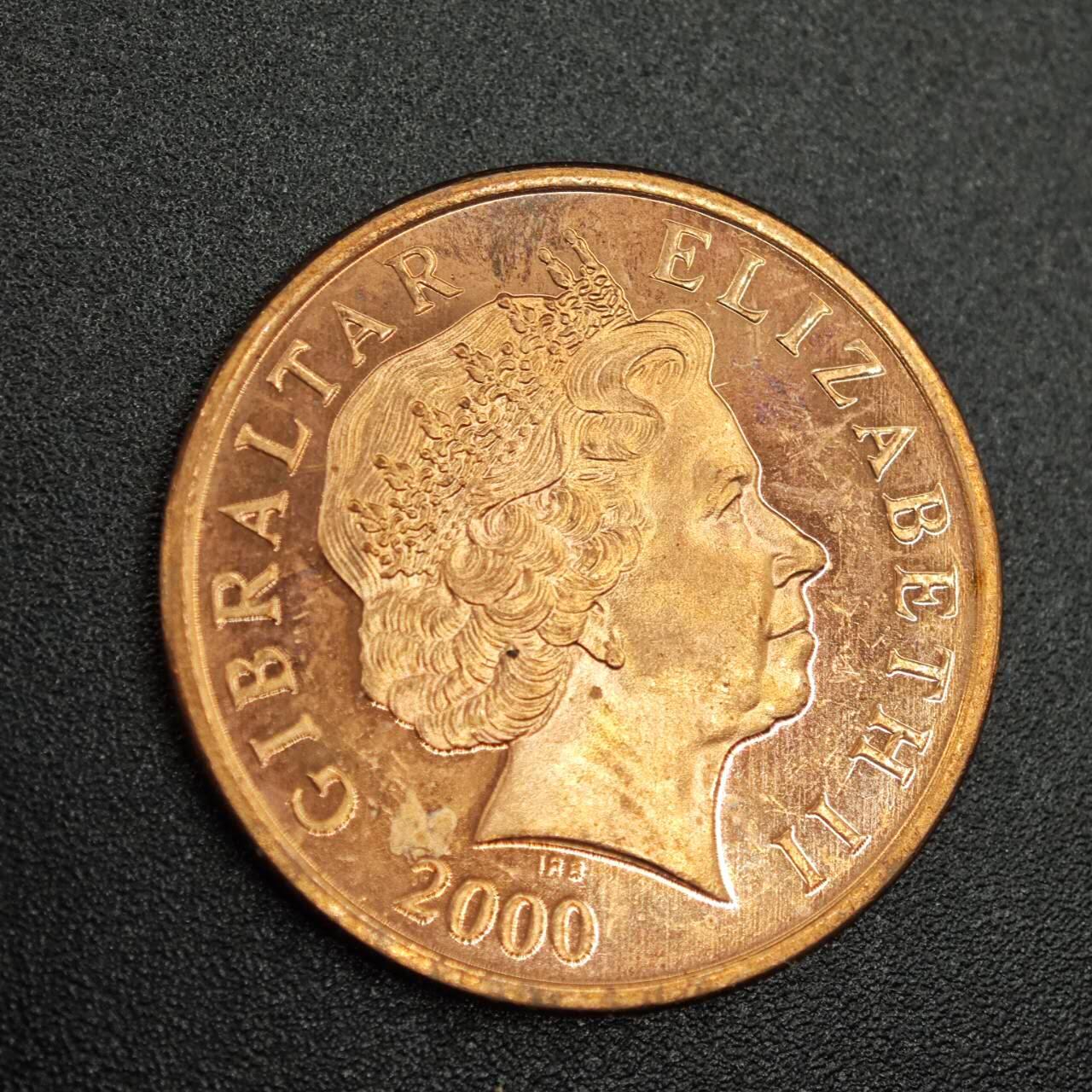 【淘币小摊】实时拍第七百七十九拍   散币场   满百包邮可预留二周 每周一统一发货   直布罗陀2000年2便士铜币